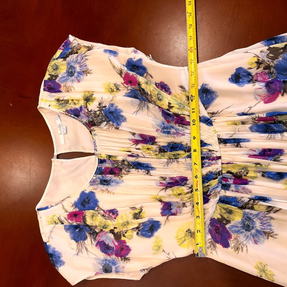 Boden Women's Floral Dress Sz 6R Timeless Lined Cap Short Sleeve Spring Cream - Picture 9 of 11